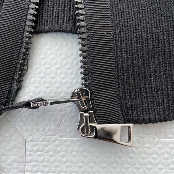 MONCLER Padded Panel Knitted Cardigan, Size XS, Color Black - Picture 3 of 10
